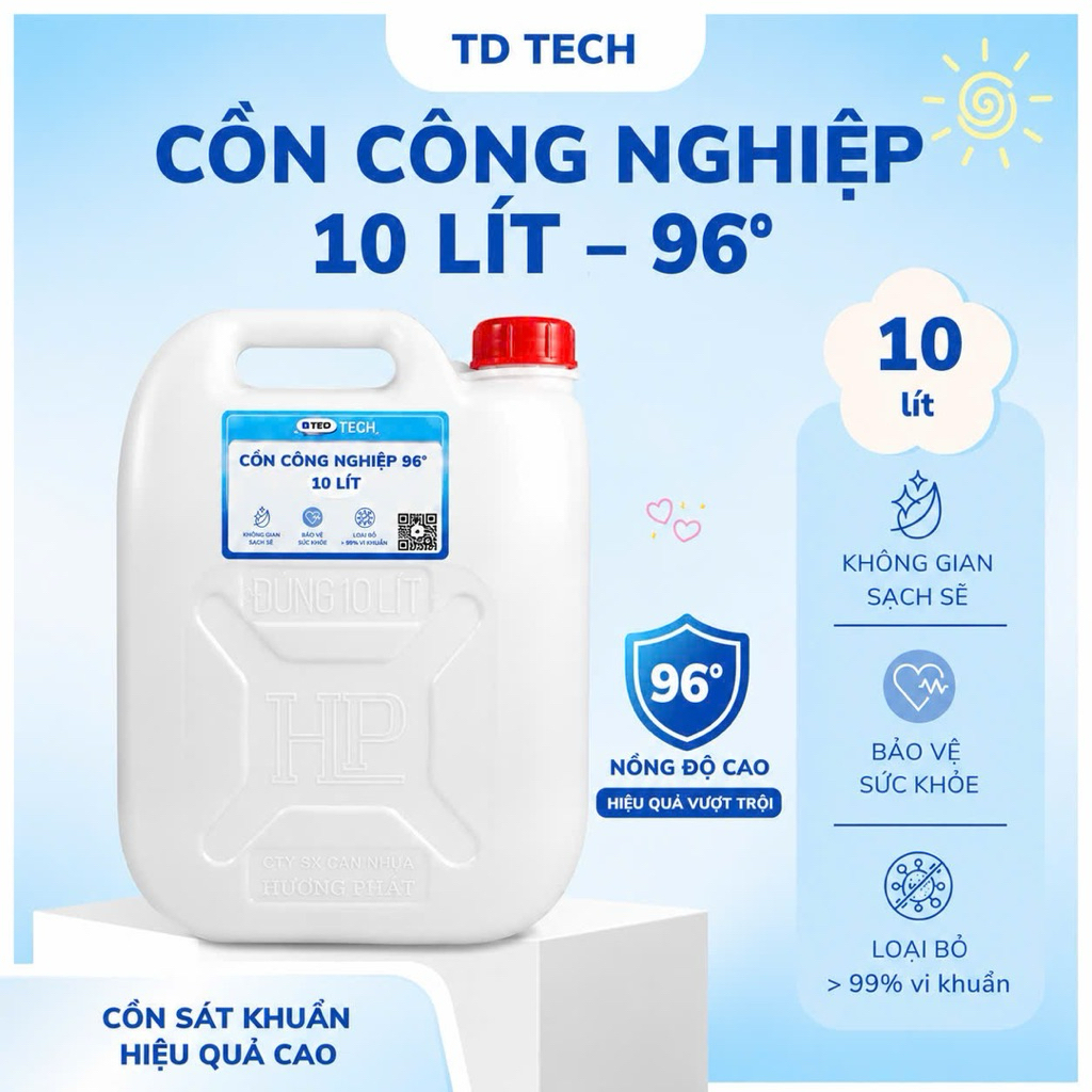 Cồn Công Nghiệp Ethanol 70–96 Độ – Đủ Loại, Giá Tốt, Giá bao gồm VAT 8% Can 10 Lít