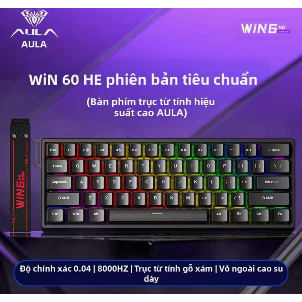(new- san) Bàn phím cơ gaming AULA WIN60he rapid trigger 8k hz