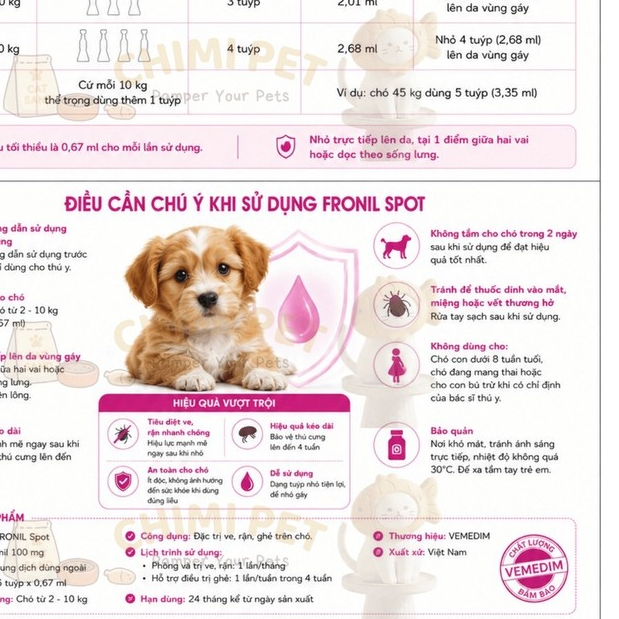 Nhỏ gáy Fronil cho chó – Dung dịch nhỏ gáy hỗ trợ phòng ve rận, bọ chét cho chó