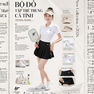 Bộ Đồ Thể Thao, Váy Áo Thể Thao Nữ Tennis Pickleball ,Vải Poly Spandex Thoáng Mát,Tôn Dáng 40kg-62kg