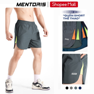 COMBO 2 Quần Đùi Nam MENTORIS, Quần Đùi Chạy Bộ Vải Gió Thoáng Khí, Phong Cách Thể Thao CB2.MASA25S001