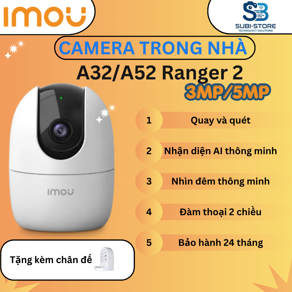 Camera Wifi Trong Nhà Imou Ranger 2 A32 3MP - Xoay 360 Độ, AI Theo Dõi Người