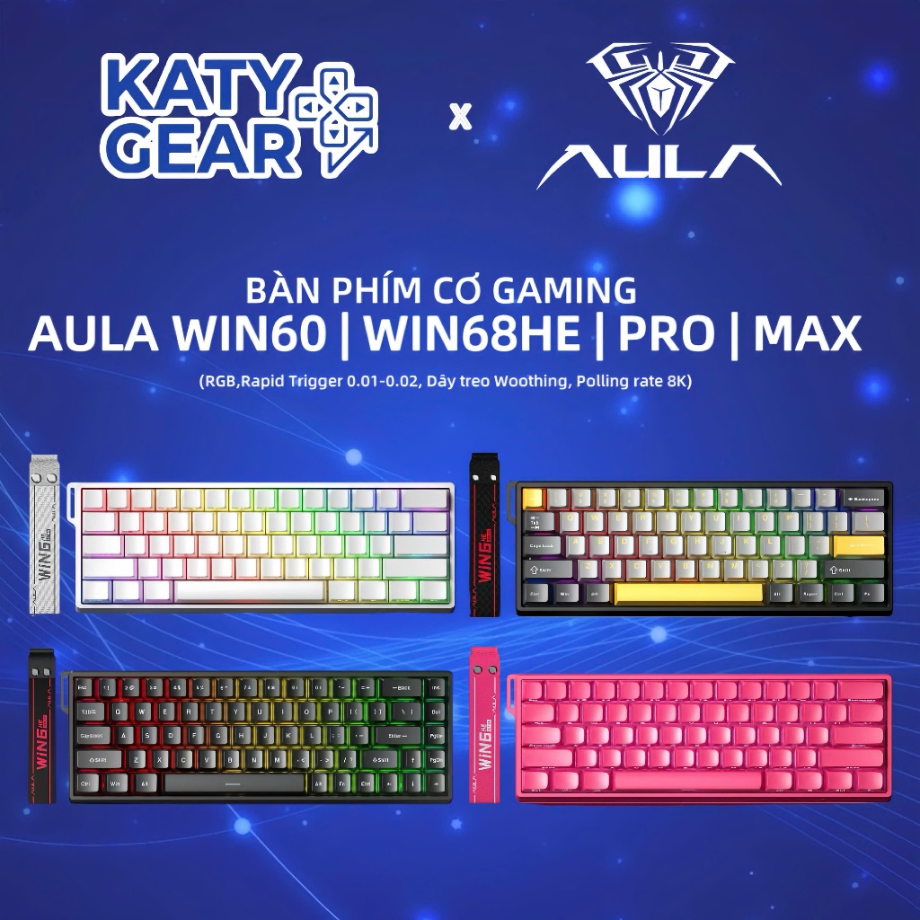 ⚡[Sẵn Hàng][Hỏa Tốc] Bàn Phím Cơ Gaming AULA Win60He | Win68HE | Rapid Trigger | Polling Rate 8K
