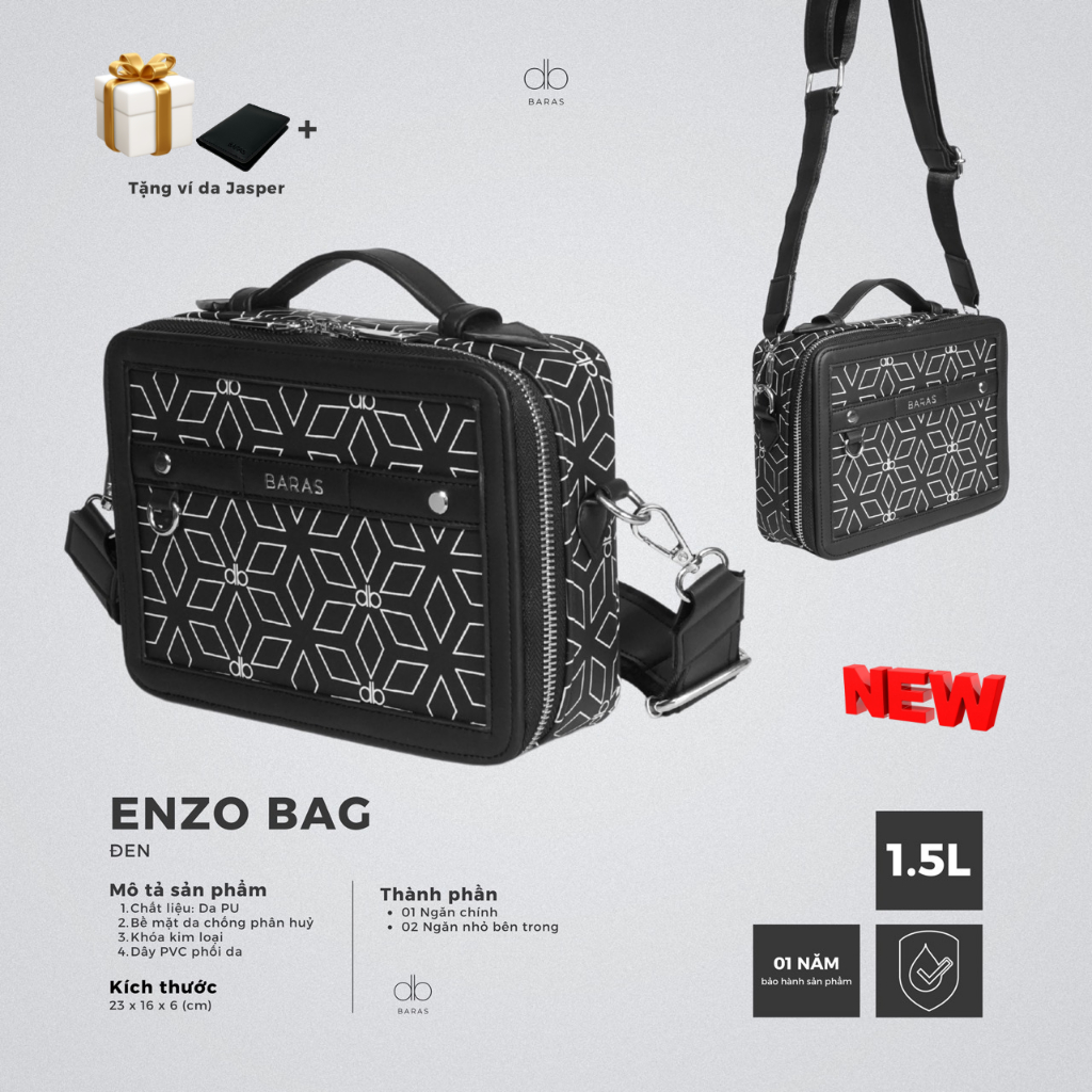 Túi đeo chéo da nam - Enzo Bag - BARAS VIETNAM - Túi đeo chéo thời trang