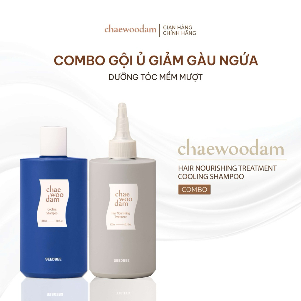 [CHAEWOODAM by Seedbee] Combo Gội Xả Giảm Gàu Ngứa, Dưỡng Tóc Mềm Mượt (Dầu Xanh + Kem ủ)