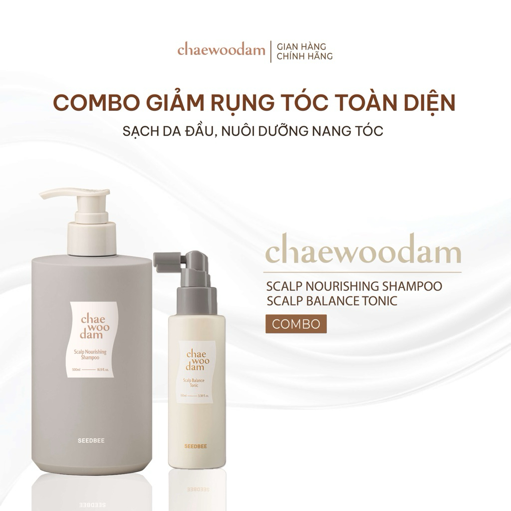 [CHAEWOODAM by Seedbee] Combo Giảm Rụng Tóc, Tái Tạo Và Phục Hồi Nang Tóc Cơ Bản.( dầu xám + xịt )