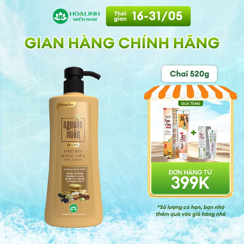 Dầu gội dược liệu Nguyên Xuân Bồng bềnh 520g - Dành cho tóc dầu bết