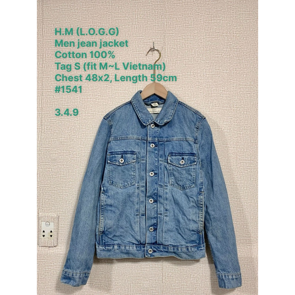 3️⃣4️⃣9️⃣ [used HM] Khoác nam, men jean jacket, Cotton 100, Tag S (fit M~L), mã 1541
