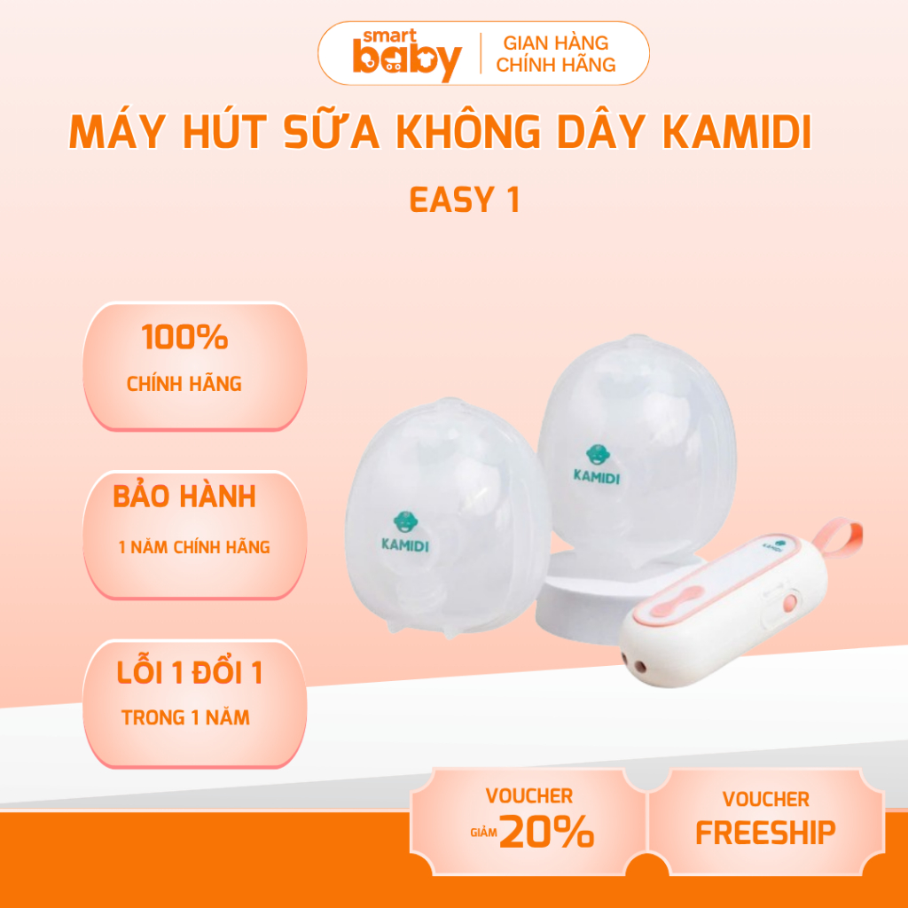 Máy Hút Sữa Rảnh Tay Không Dây Kamidi Easy 1 – 4 Chế Độ Thông Minh, Nhỏ Gọn, Êm Ái, An Toàn SmartBab