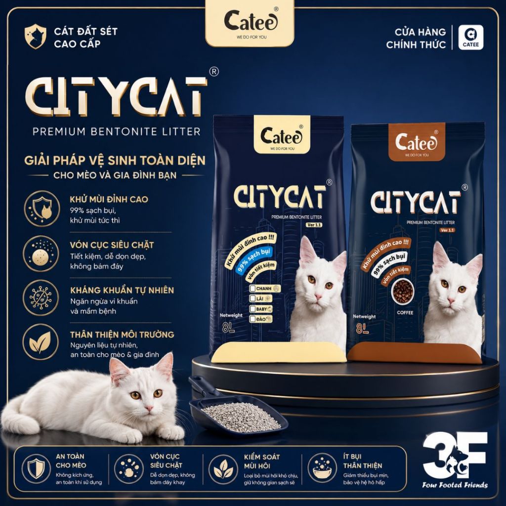 Cát Vệ Sinh CITYCAT Bentonite | Vón Cục Chặt & Khử Mùi Tốt
