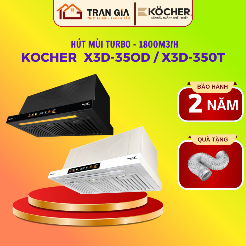 Hút mùi âm tủ KOCHER TURBO SMART 3D X3D-350D | X3D-350T |  K-6270V | Công suất 1800m3/h