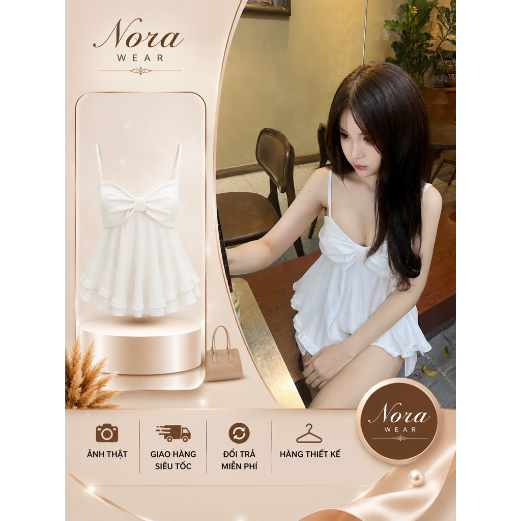 Áo 2 dây nơ Nora Wear – Nhẹ nhàng, tiểu thư, mặc là xinh