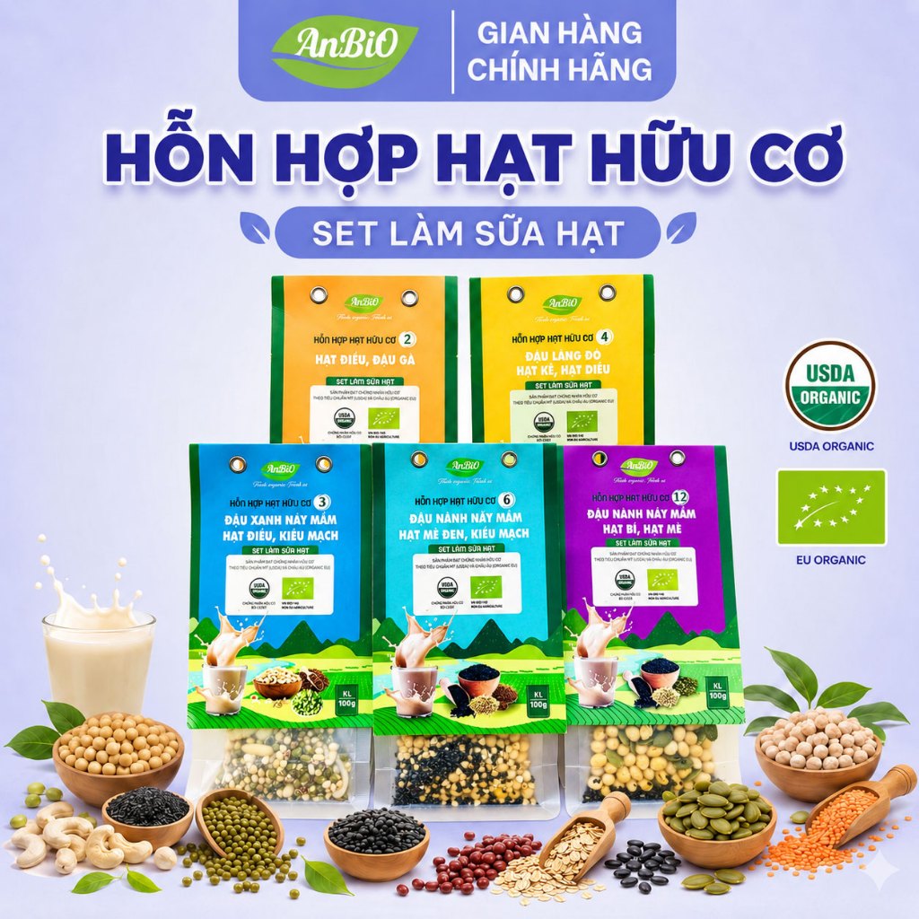 [ ANBIO ] Hỗn Hợp Hạt Hữu Cơ ANBIO - Làm sữa hạt - Chứng nhận hữu cơ USDA & EU