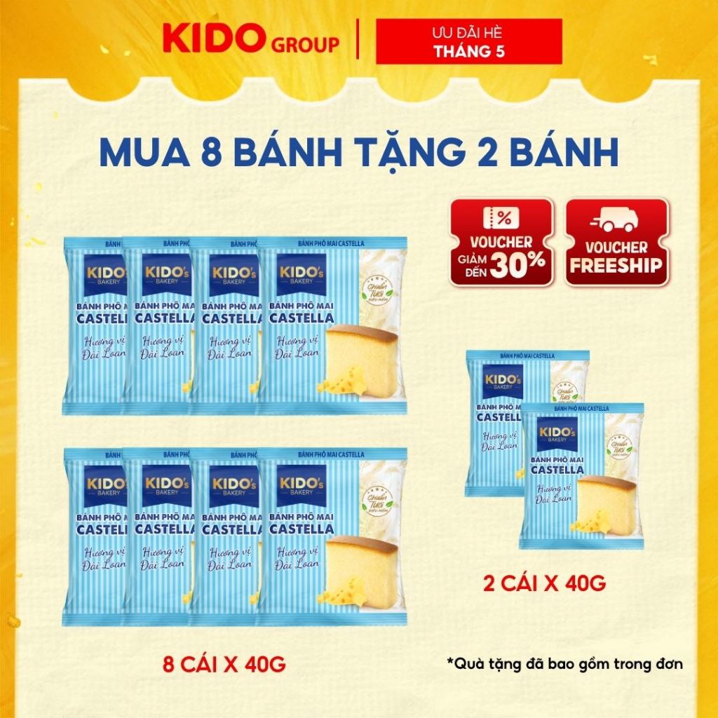 [MUA 8 TẶNG 2] BÁNH KIDO'S BAKERY: Bánh Phô Mai Castella 40g