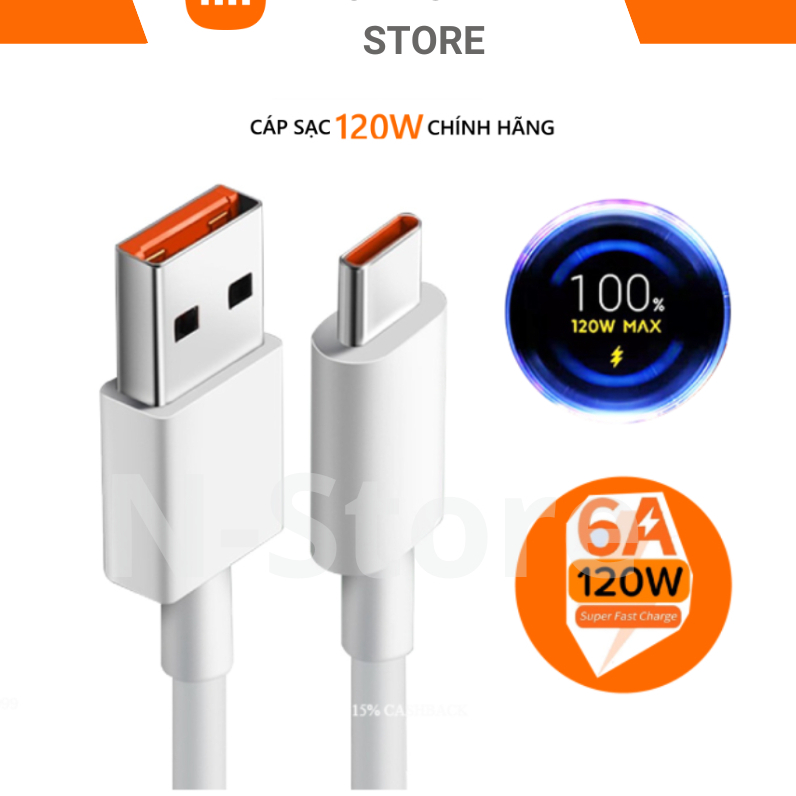 Dây sạc nhanh Mi Tubro 33W / 67W / 120W sạc nhanh Turbo cực chất Sạc nhanh cho điện thoại Xiaomi,Sam