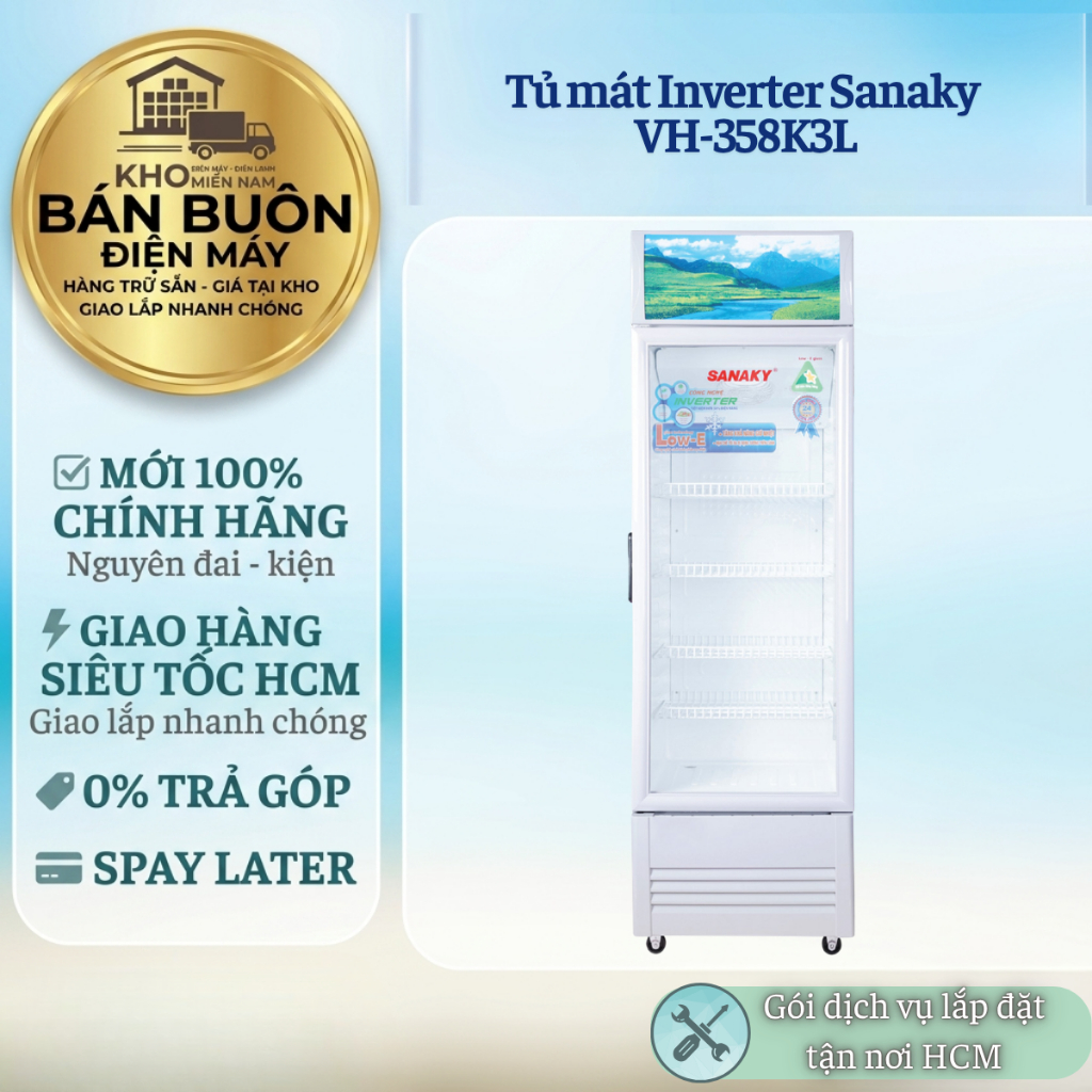 VH-358K3L Tủ mát Inverter Sanaky – 350L, 1 cánh kính, dàn đồng, tiết kiệm điện VH-358K3L