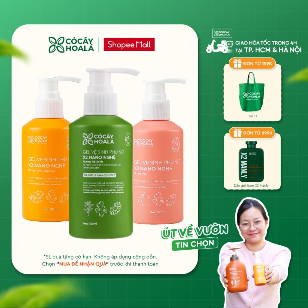 [HỎA TỐC] [LIVE KOL] Dung Dịch Vệ Sinh Cỏ Cây Hoa Lá Gel x2 Nano Nghệ Phiên Bản Mới 150ml