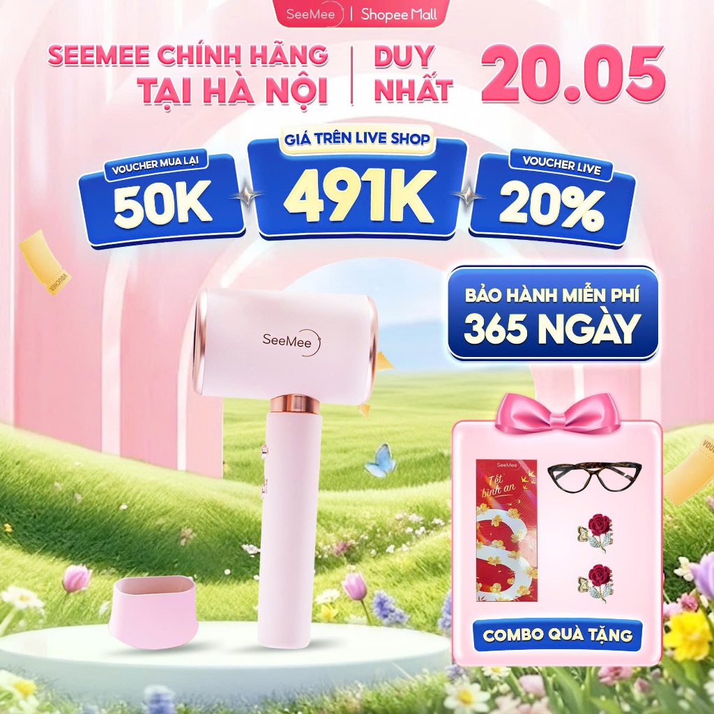 Máy sấy tóc nóng lạnh công suất cao SeeMee, sấy siêu nhanh tóc siêu mượt