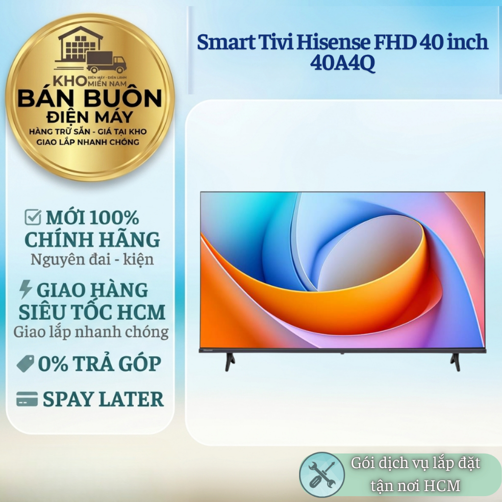40A4Q Smart Tivi Hisense 40 inch Full HD, model 2025, điều khiển giọng nói qua ứng dụng Vidaa