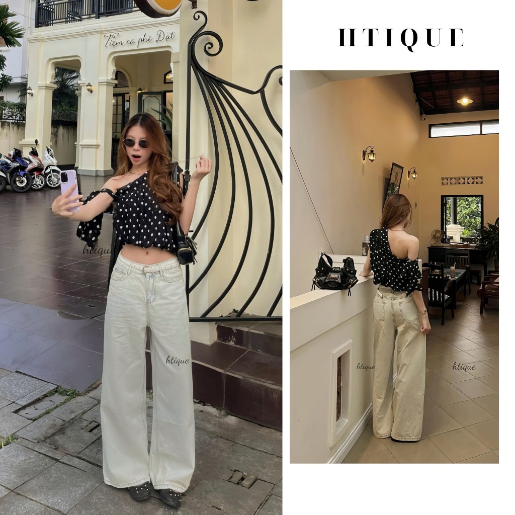 HTIQUE - DEAL ra mắt Quần Jeans Ống Rộng Wash Bạc HTIQUE – Street Style Basic, quần jean ống rộng dễ