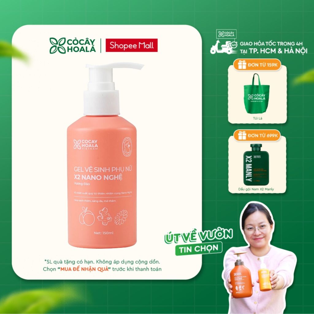 [HỎA TỐC] Dung Dịch Vệ Sinh Cỏ Cây Hoa Lá Gel x2 Nano Nghệ Làm Sạch, Củng Cố Lợi Khuẩn 150ml Cho Da 