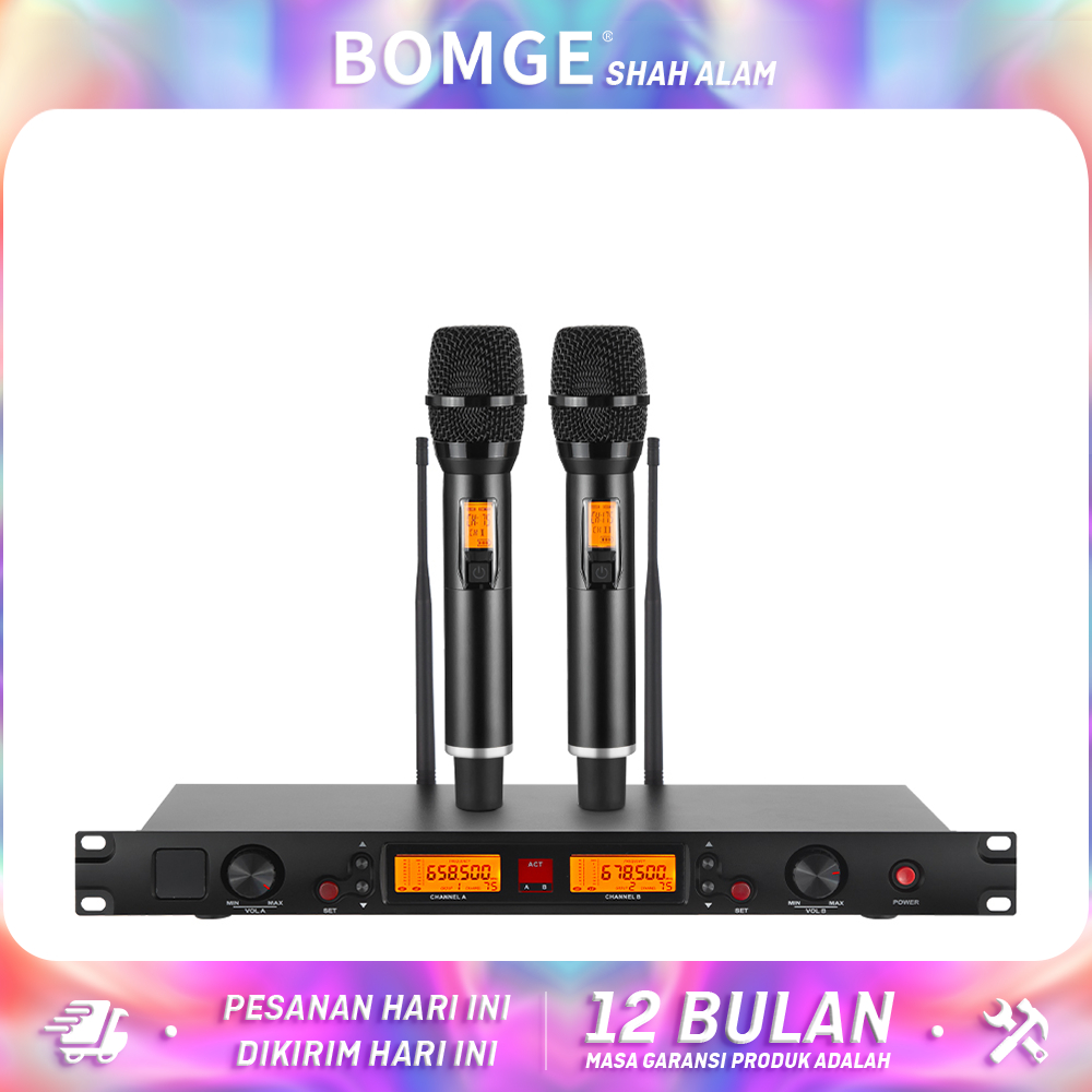 BOMGE VM2000 UHF bo mic khong day chuyen nghiep hai mic dong ket noi hong ngoai khu on tu dong truye