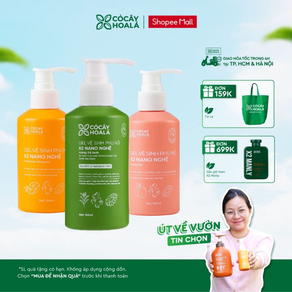 [HỎA TỐC] Dung Dịch Vệ Sinh Cỏ Cây Hoa Lá Gel x2 Nano Nghệ Làm Sạch 150ml Cho Mẹ Bầu