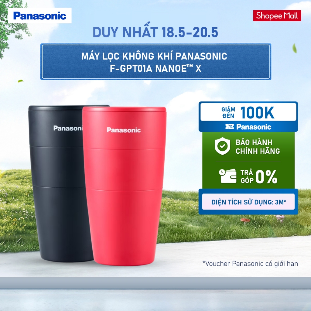 Máy lọc không khí Panasonic F-GPT01A nanoe™ X - Nhỏ gọn, khử mùi hiệu quả - Hàng chính hãng