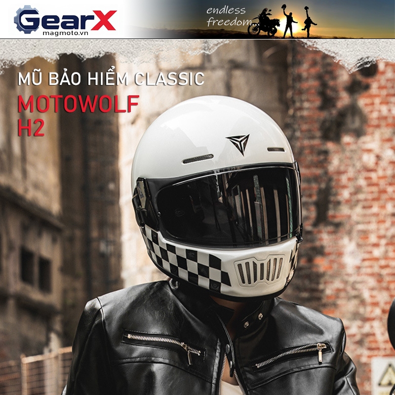 Mũ bảo hiểm classic H2 thương hiệu Motowolf - Mũ bảo hiểm classic phong cách cổ điển cực đẹp