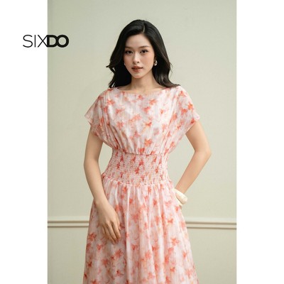 Đầm tơ organza tay cánh dơi chun eo dáng xòe SIXDO (Organza Flared Dress)