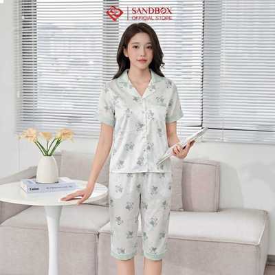 Đồ Bộ Nữ Mặc Nhà Pijama Lụa Latin Mềm Mát SANDBOX Thiết Kế Độc Quyền Sang Trọng Thanh Lịch