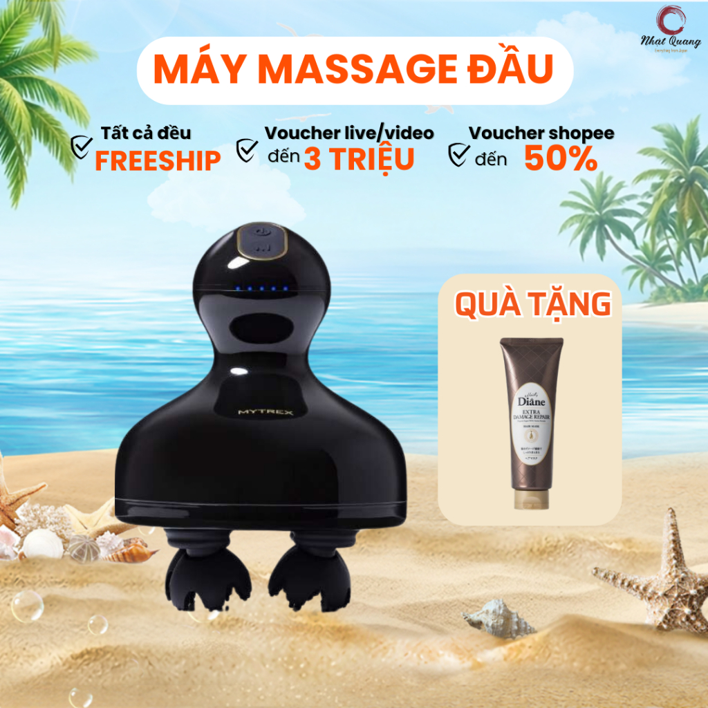 Máy massage đầu hỗ trợ mọc tóc, lưu thông máu, giảm đau đầu MyTrex EMS Head Spa Pro EHP22B màu đen