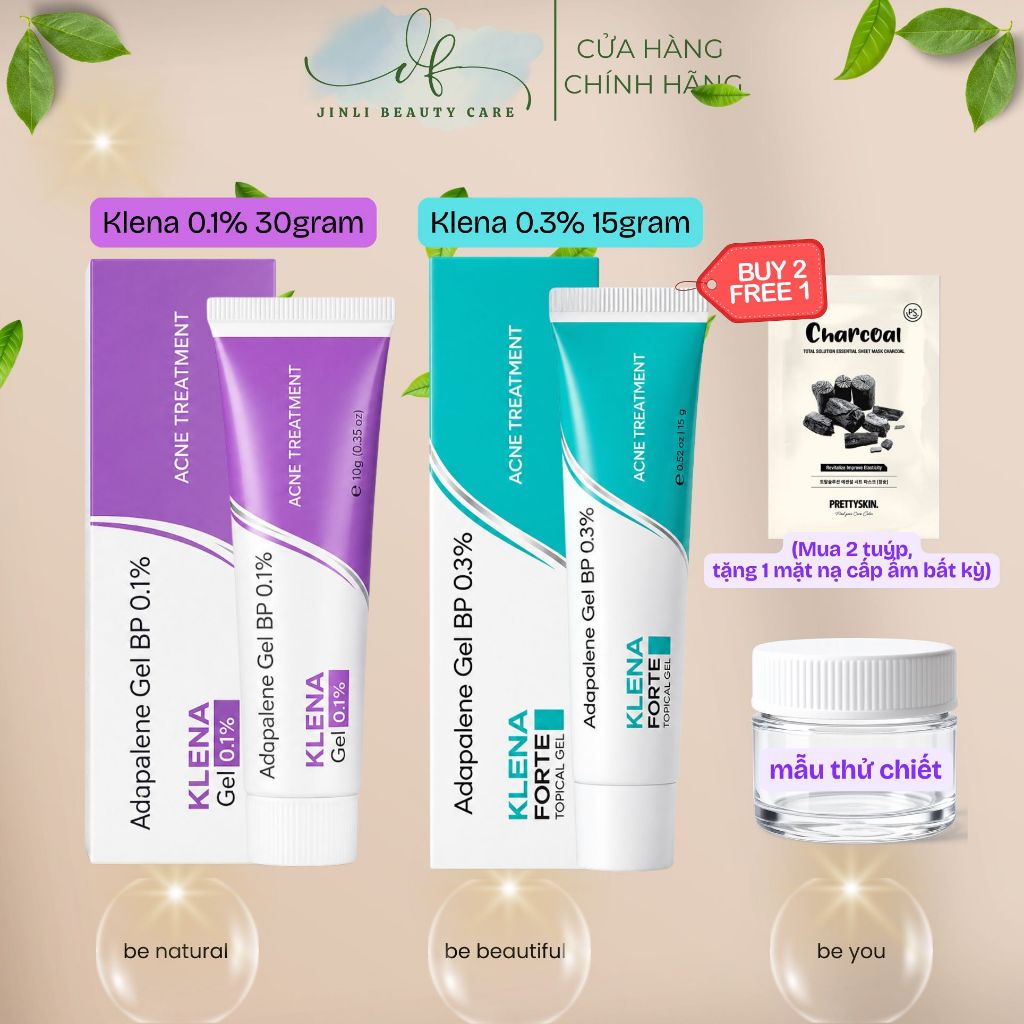 Klena Forte Adapalene 0.1% và Klena Forte Adapalene 0.3% - Hỗ trợ giảm thâm, giảm mụn