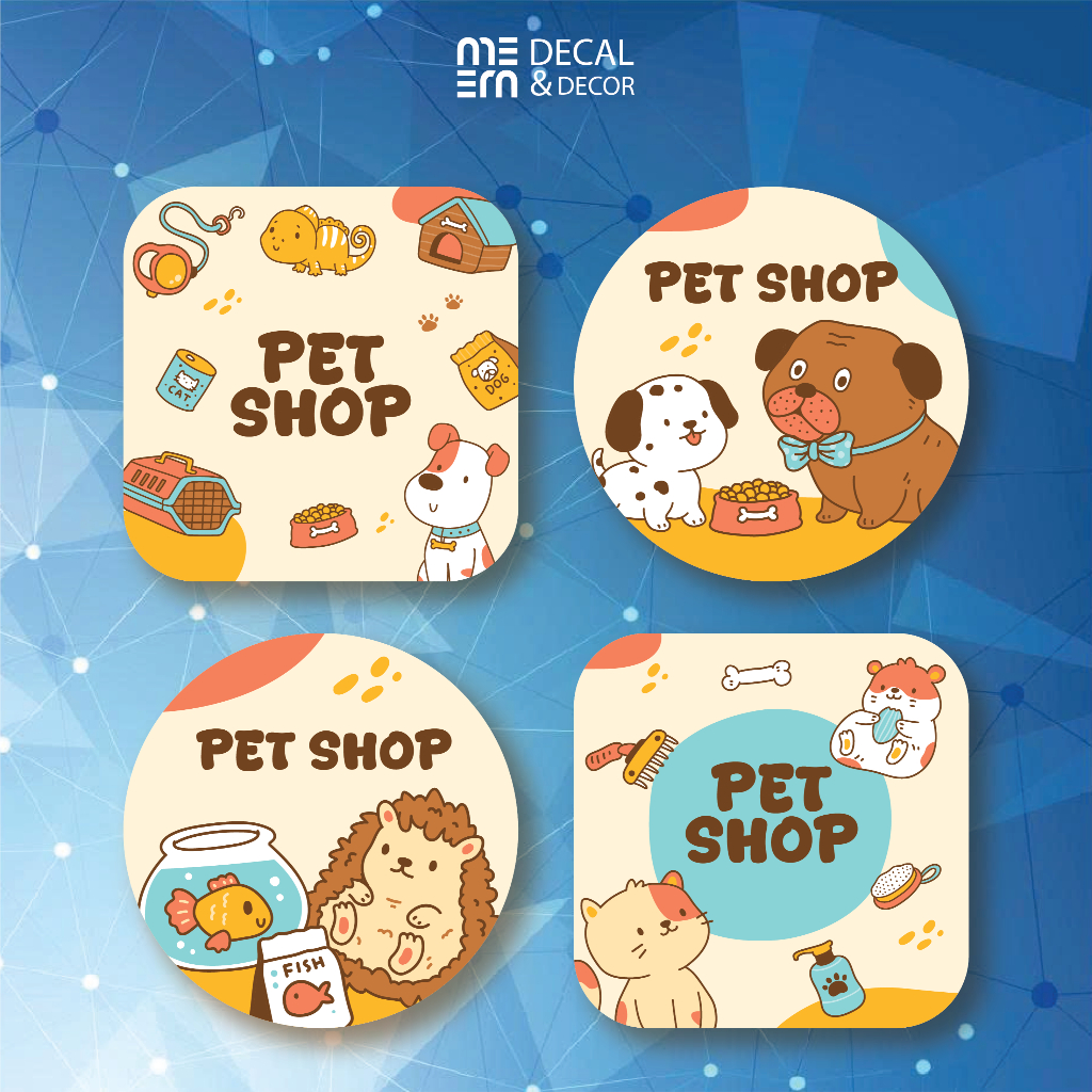 Decal Cửa Hàng Thú Cưng Pet Shop - Hình Dán Trang Trí Pet Shop, Thức Ăn Chó Mèo, Phụ Kiện, Đồ Chơi