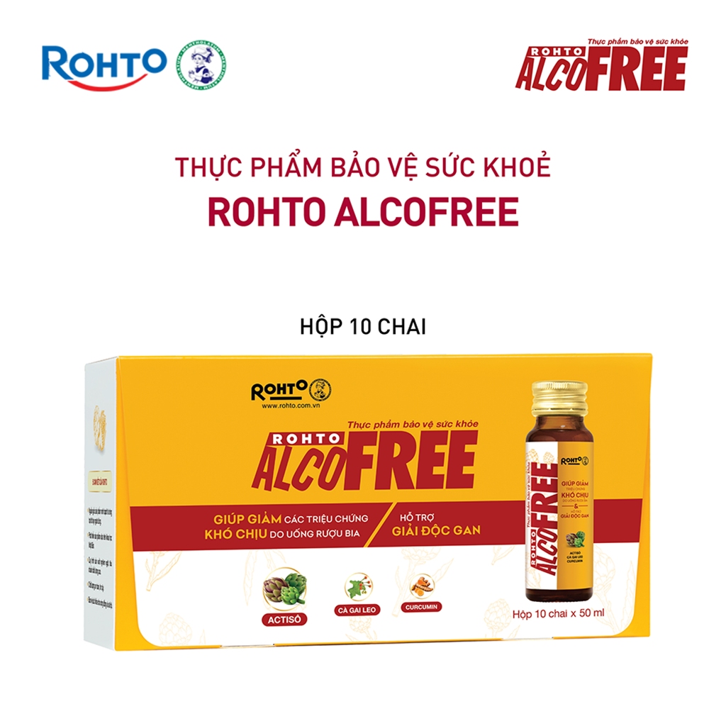 Thực phẩm bảo vệ sức khỏe ALCOFREE hỗ trợ giải rượu 1 hộp 10 chai 50ml