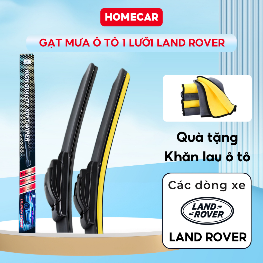 Gạt Mưa Ô Tô Land Rover 1 Lưỡi Silicon Gạt Êm Không Rít Chống Gỉ Cho Mọi Thời Tiết Dễ Thay Tại Nhà