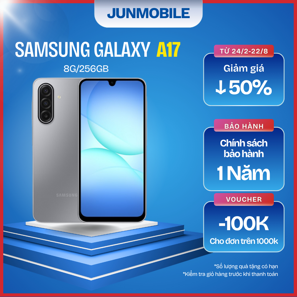 Điện Thoại Samsung Galaxy A17 5G 8GB/256GB Chạy Mượt Giá Tốt Màn Hình 6.7" Pin Trâu 5000mAh BH 1 Năm