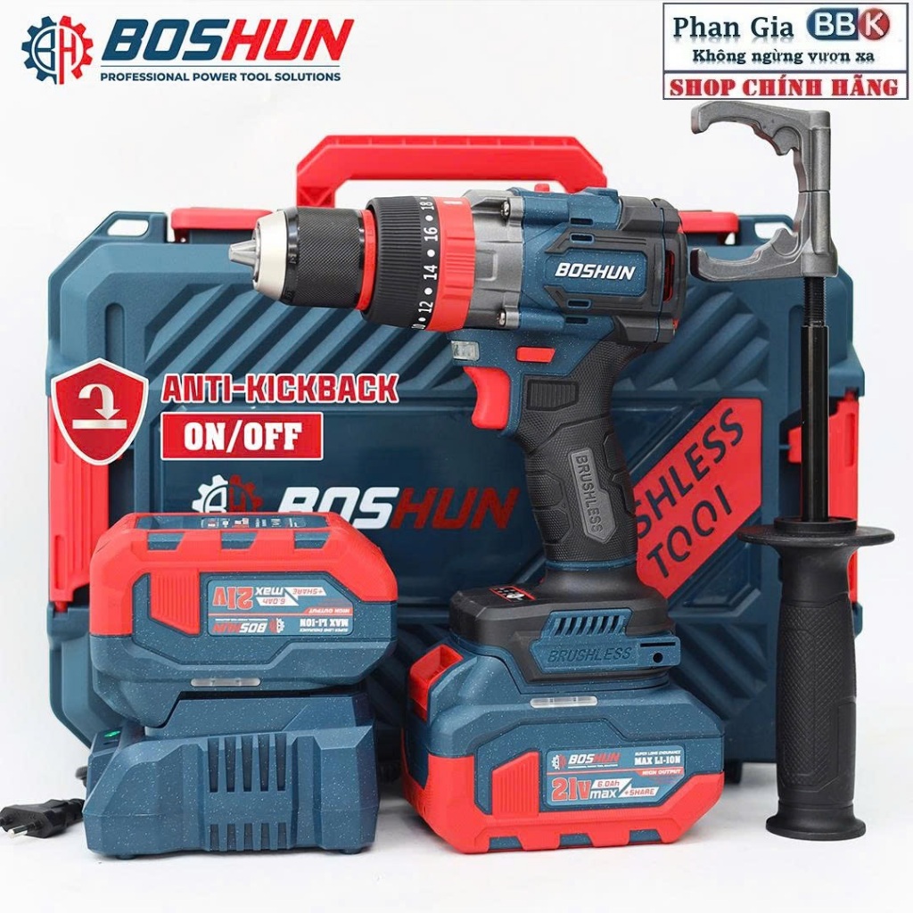 [SHIP HỎA TỐC] Máy Khoan Pin BOSHUN BS-ID160PRO – Lực Siết 160Nm Khoan Gỗ, Tường, Thép Siêu Khỏe