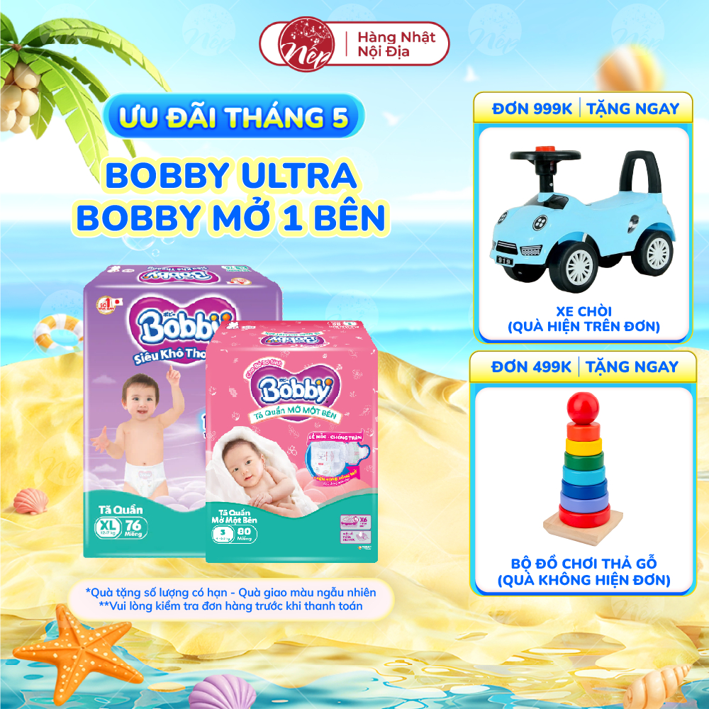 Tã Bỉm quần Mở Một Bên Bobby / Bobby Siêu khô thoáng Ultra+ - Hàng chính hãng - nepshop1