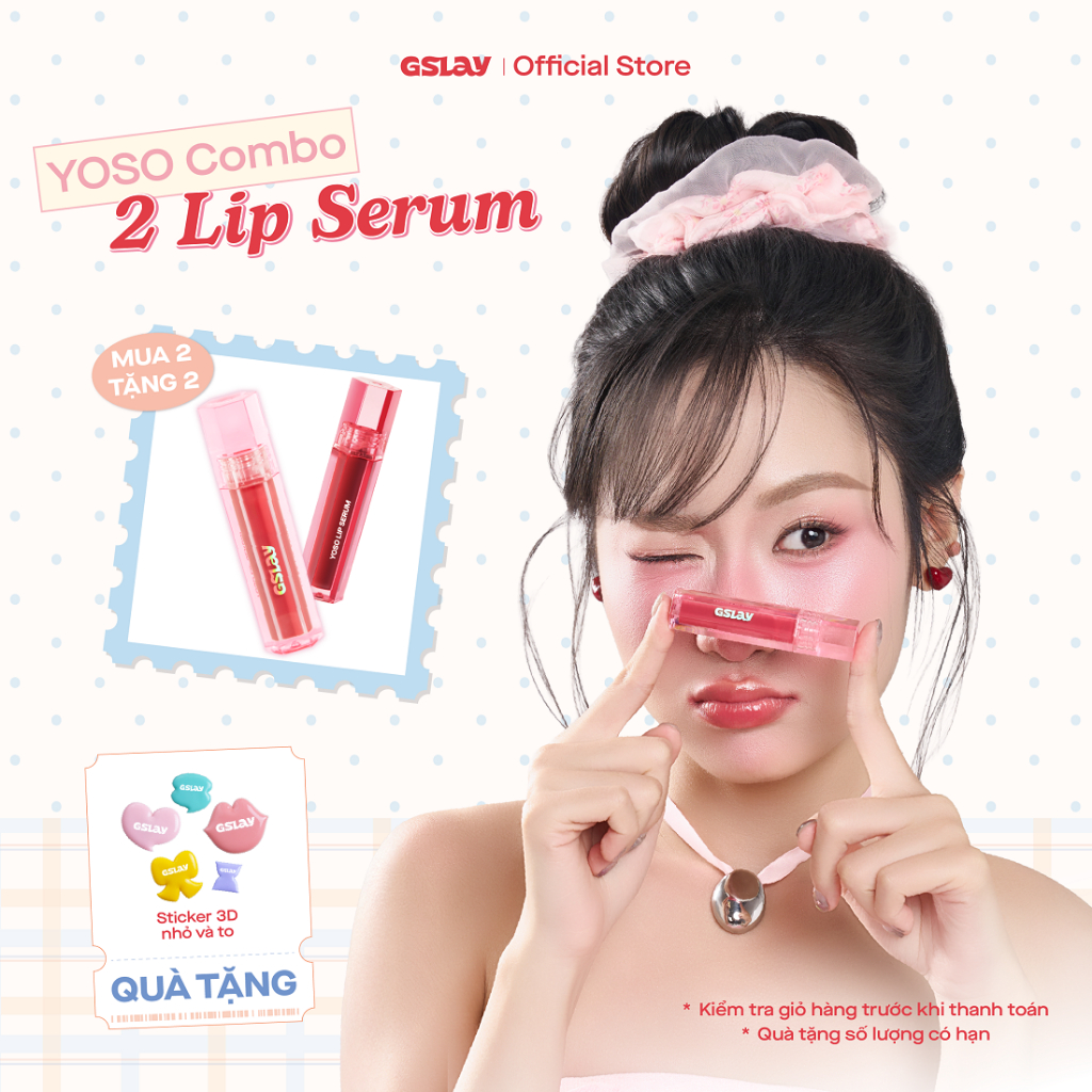 Combo 02 Son Dưỡng Bóng Có Màu Thuần Chay GSLAY YOSO Lip Serum dưỡng ẩm, tái tạo môi (1mlx2)