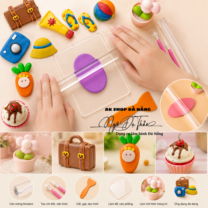Cay lăn cán đất sét fondant ( DANANGBAKINGTOOL 2600.109 )