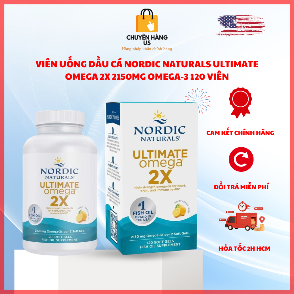 Viên Uống Dầu Cá Nordic Naturals Ultimate Omega 2X 2150mg Omega-3 120 Viên