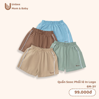 Quần sooc phối lé in logo Unbee chất cotton Hàn cao cấp - Quần đùi bé trai năng động