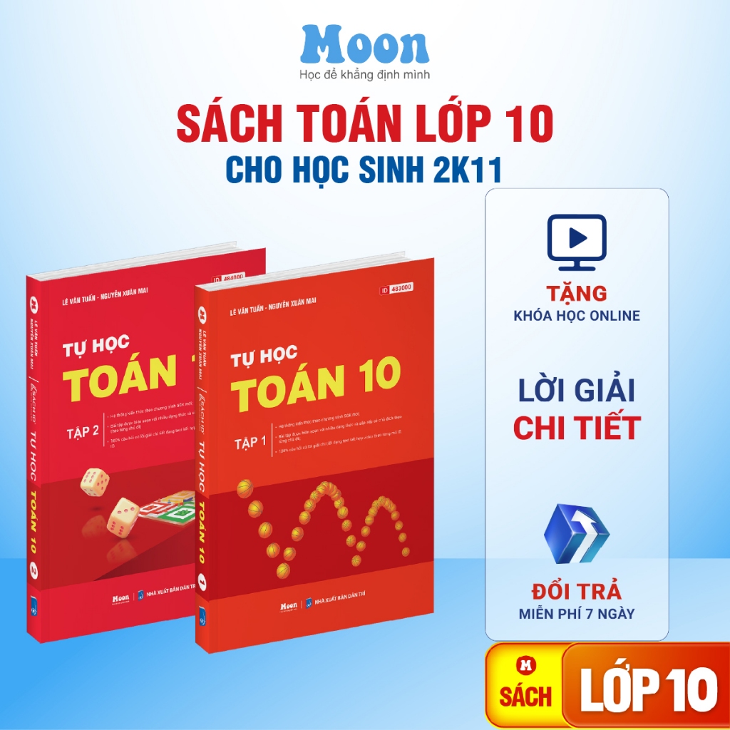 Combo 2 Sách id tự học Toán học lớp 10 chuẩn chương trình sgk mới moonbook