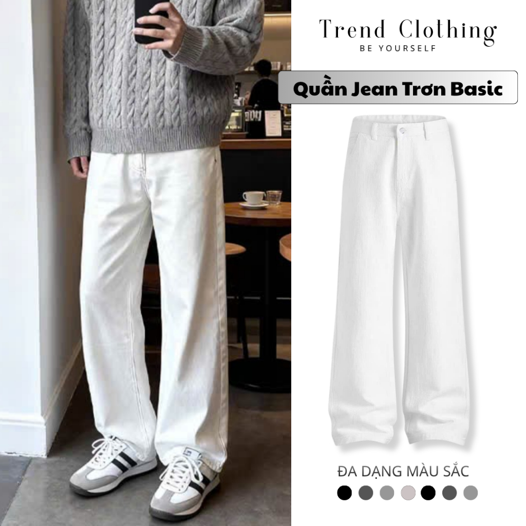 Quần Jean Nam Ống Suông Màu Trắng,Chuẩn Form Dáng Style Hàn Quốc, Hot Trend 2026  – Trend Clothing