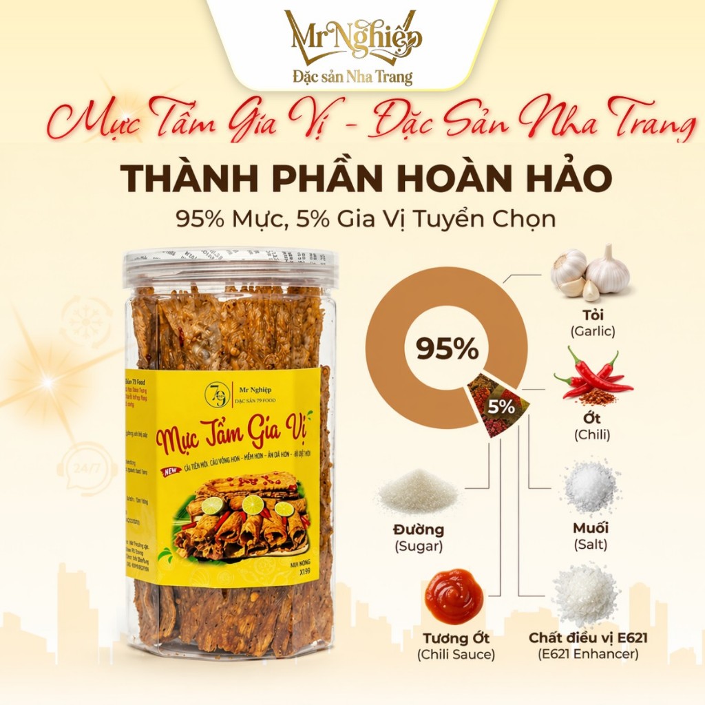 Mực Cán Tẩm Gia Vị Nguyên Miếng Cán Mỏng Ăn Vặt (250G) – Đặc Sản Nha Trang 79Food Mr.Nghiệp