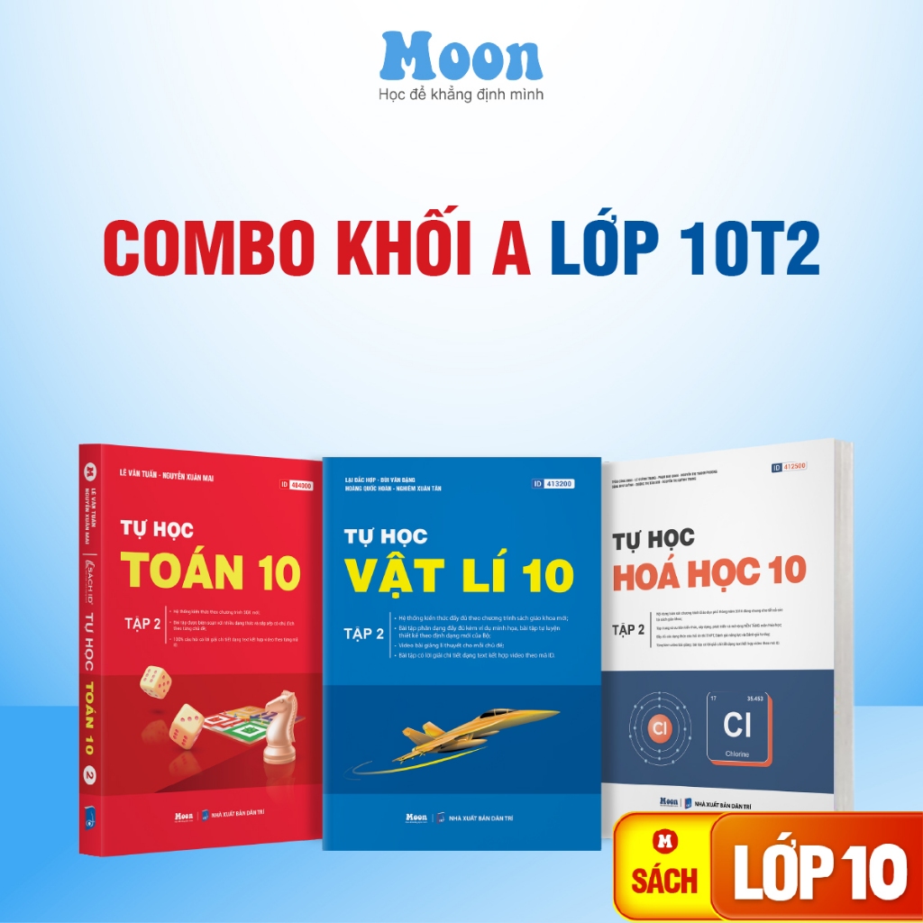 Sách Toán học Vật Lý Hoá học kì 2 lớp 10 chương trình mới cho 2k11 - moonbook