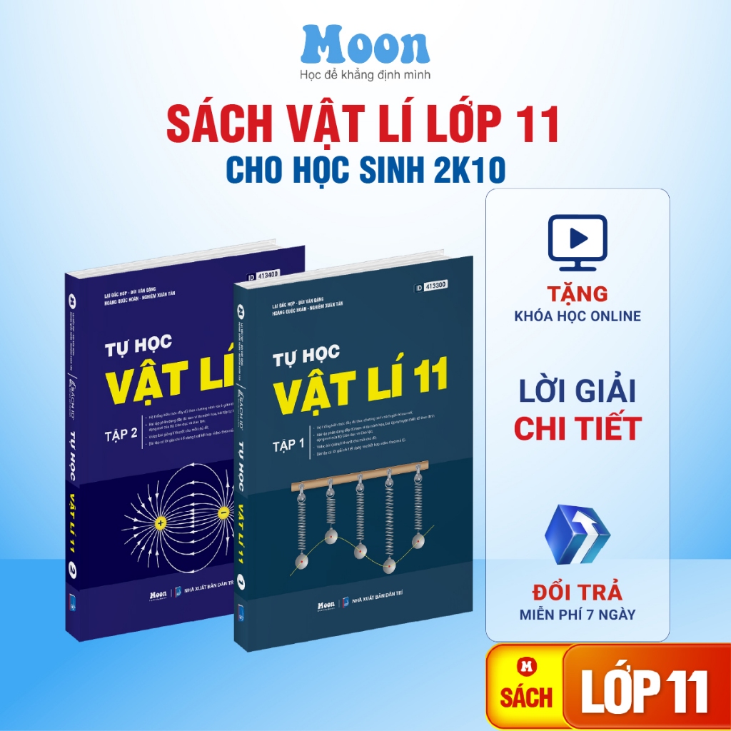 Sách tự học Vật lý lớp 11 tập 1 & tập 2 chương trình SGK mới - Moonbook