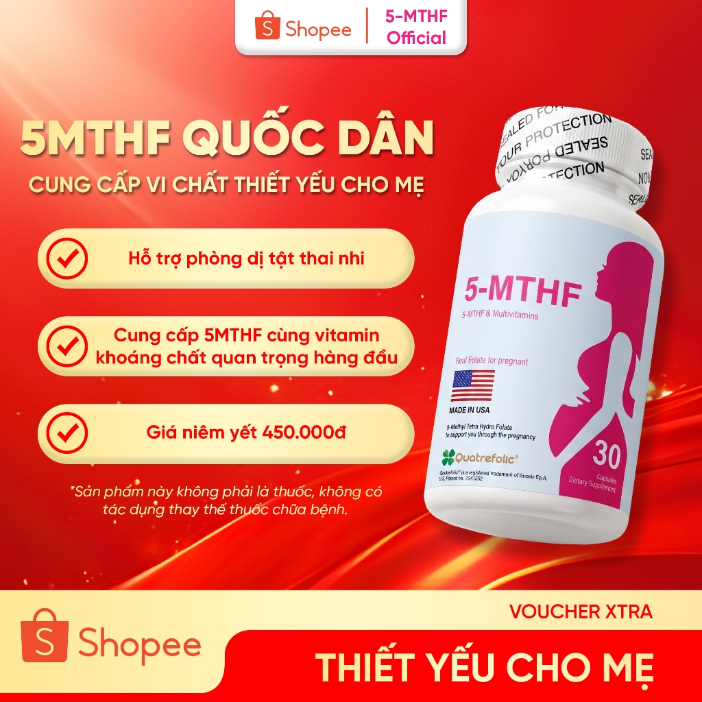 Vitamin tổng hợp cho bà bầu 5-MTHF chứa 5mthf acid folic dạng chuyển hóa cuối cùng hàng Mỹ