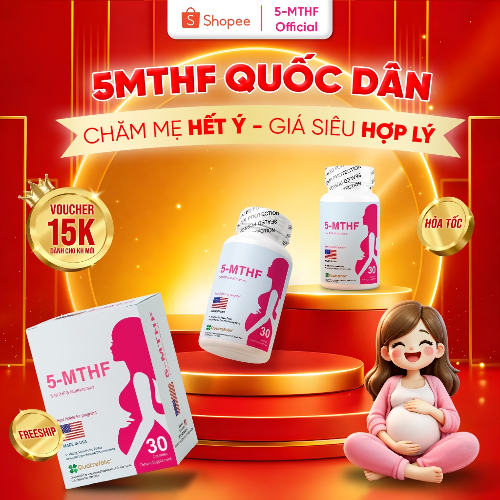 Combo 3 hộp 5MTHF quốc dân Hàng Chính hãng Bổ bầu dùng cho phụ nữ thả bầu, mang thai & cho con bú
